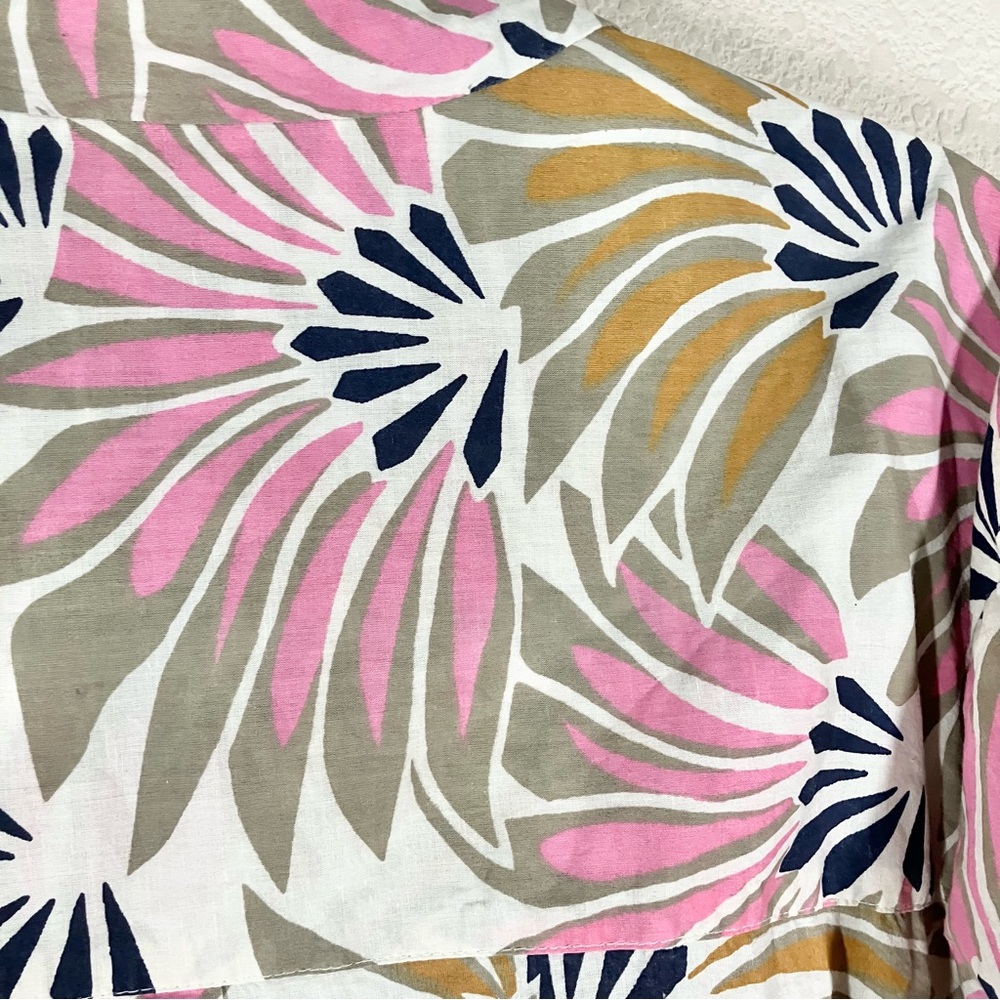 Tropical Fan Print Tunic 3X Cotton Pullover Blouse Boho Resort Vacation Spring - Picture 9 of 12